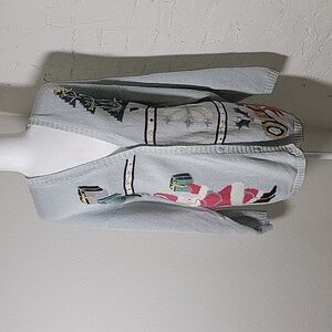 VTG Liz Claiborne The Villager Holiday Cardigan Sweater Sz 2 Festive Christmas